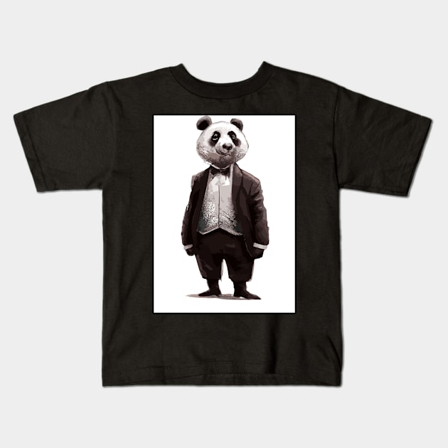 Gentlemen Panda Kids T-Shirt by maxcode